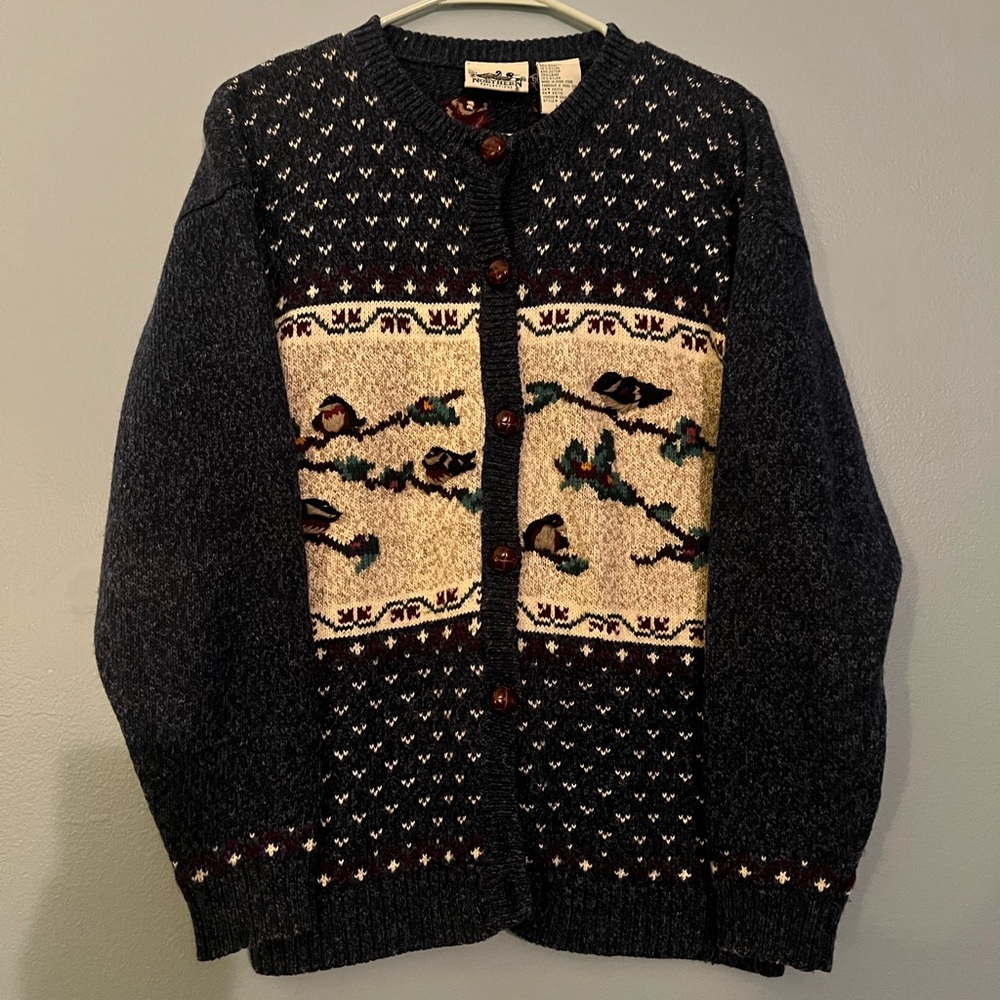 Northern Reflections Embroidered Bird Cardigan Sweater